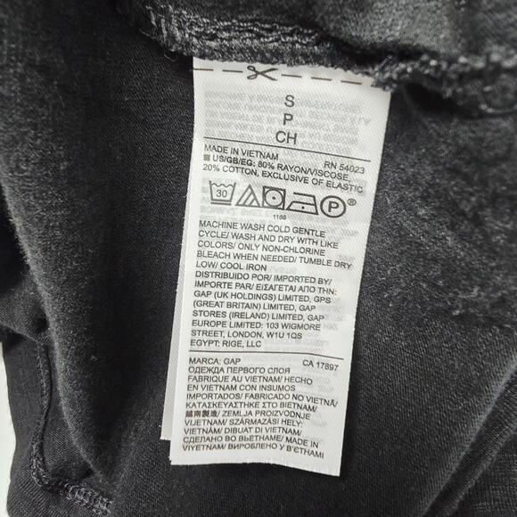 Gap Top Size S Smocked Bell 3/4 Sleeve Flowy Black Womens Preppy Wide Neck - Picture 8 of 8